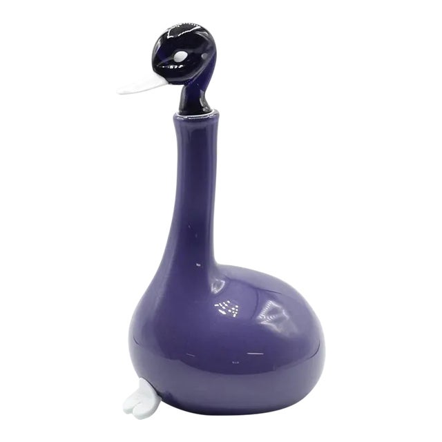 1950s Duck Decanter Empoli Gio Ponti Cased Glass Purple For Sale