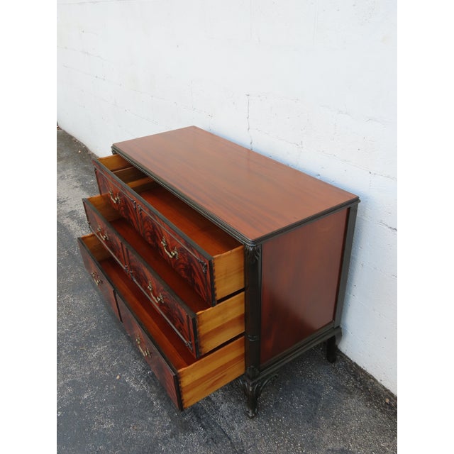 Early 20th Century Early 1900s Carved Flame Mahogany Low Dresser Bathroom Vanity 6325 For Sale - Image 5 of 18