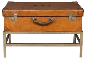 English Leather Trunk on Metal Stand, 1910s