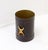 Brown Leather Wastebasket with Decorative Brass Buckle For Sale - Image 10 of 10