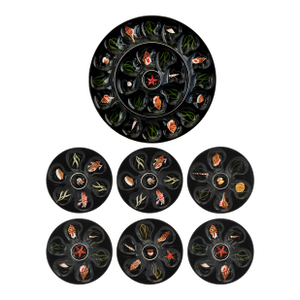 Mid 20th Century Quimper Guy Trévoux Black-Ground Oyster Service — Master W/ 6 Plates