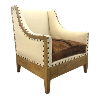 Organic Modern Tulsa Cowhide Club Chair For Sale