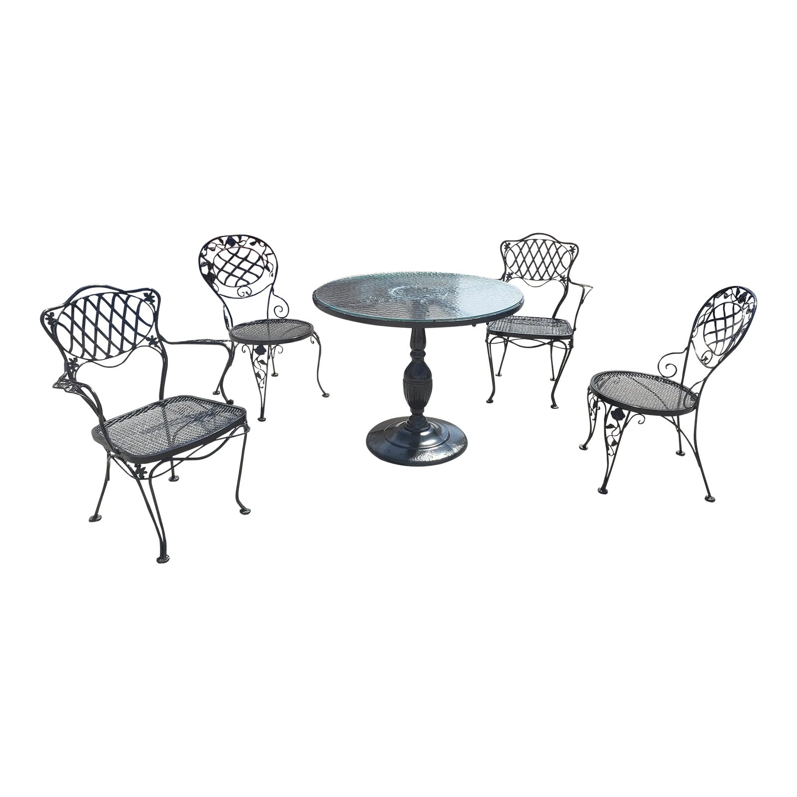 Vintage Russel Woodard Style Chantilly Rose Wrought Iron Table With