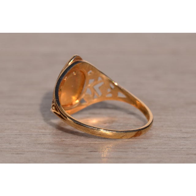 1980s The 19th Avenue: Navette Shaped Signet Ring with Natural Diamond For Sale - Image 5 of 10