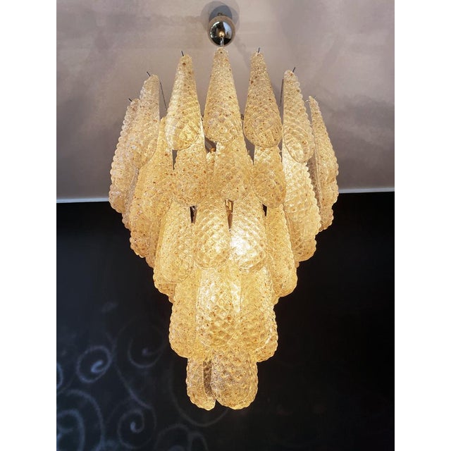 Italian Amber Murano Glass Chandelier with 52 Drop Petals, 1990s For Sale - Image 10 of 18
