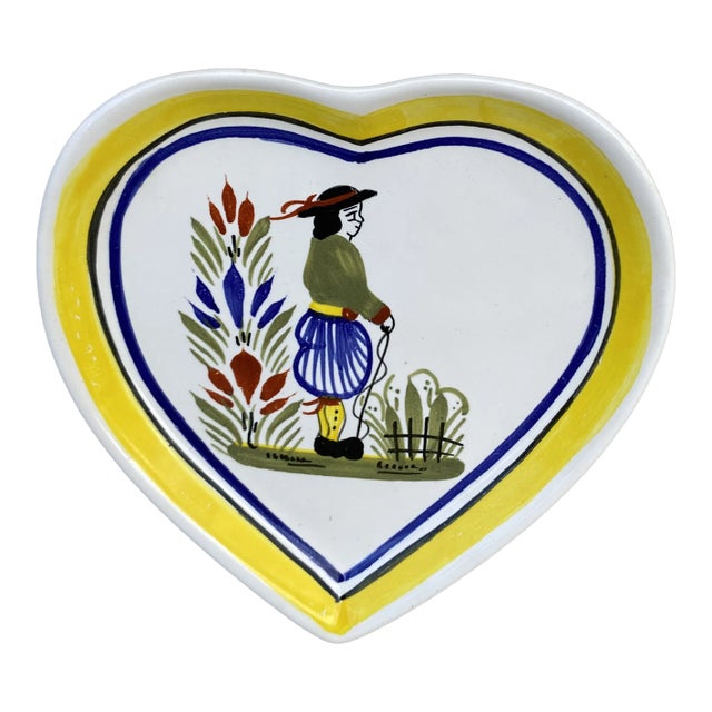 French Miniature Quimper Heart Plate Circa 1950 For Sale