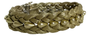 Vintage 1960s UnoAErre Italian 18k Solid Gold Braided Mesh Bracelet