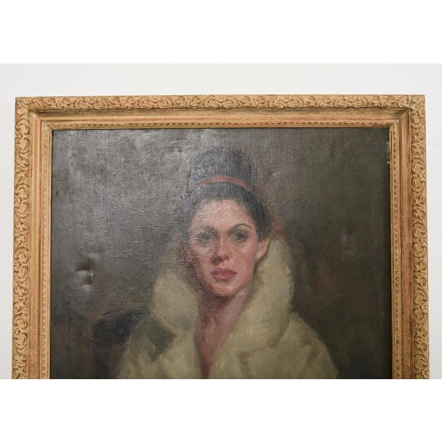Brown Mid-Century Modern Italian School Portrait of a Lady For Sale - Image 8 of 18