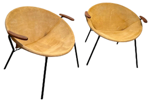 Set of Suede Balloon Chairs attributed to Hans Olsen