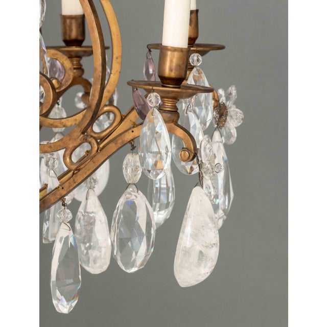 Maria Theresa Style Eight-Branch Gilt Bronze and Rock Crystal Chandelier For Sale - Image 9 of 9