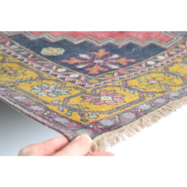 Mid 20th Century Anatolian Taspınar Rug With Bold Tribal Geometry - Red Field & Geometric Detailing - 3' 7'' X 6' 6'' For Sale - Image 4 of 9