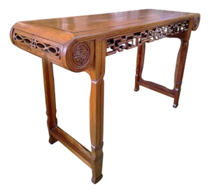 Chinoiserie Vintage Solid Huang Huali Wood Altar Console Table 60" W