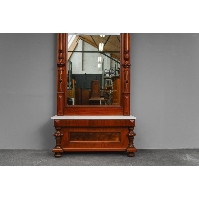Gründerzeit Standing Mirror with Console in Walnut, 1800s For Sale - Image 11 of 18