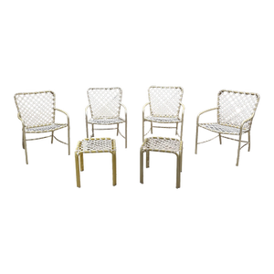 Mid-Century Modern Brown Jordan Patio Set 4 Chairs 2 Side Tables