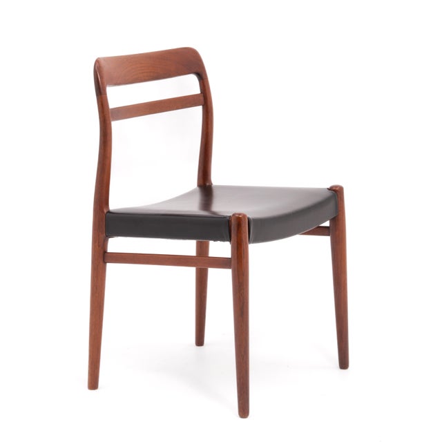 Alf Aarseth Gustav Bahus Model 145 Danish Dining Chairs Black Vinyl Seats Three Available For Sale - Image 10 of 15