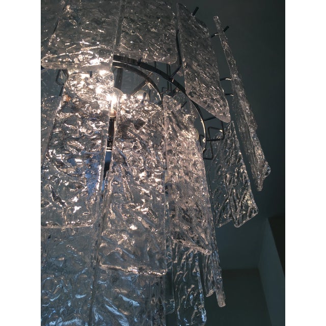 Transparent Italian Sputnik Murano Glass "Hammer Listelli" Chandelier For Sale - Image 8 of 13