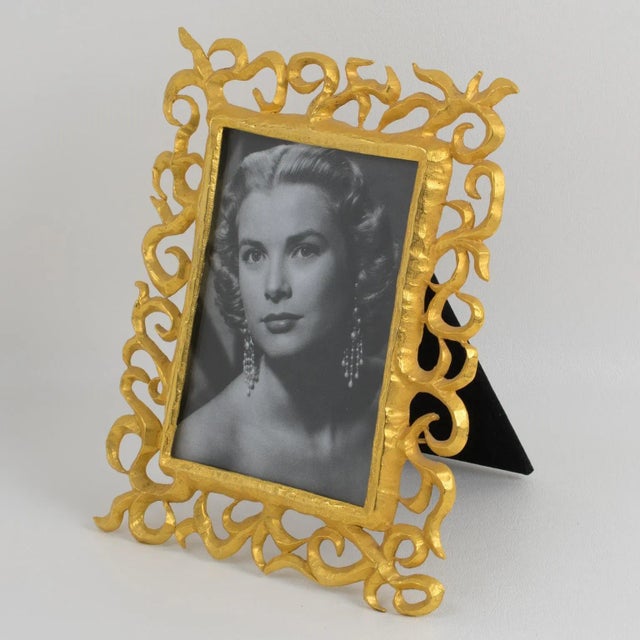 Metal Edouard Rambaud Paris Gilt Metal Picture Frame For Sale - Image 7 of 7