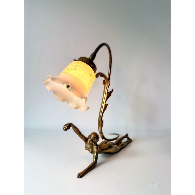 Vintage Art Deco Bronze Nude Lady Lamp, 1930s For Sale - Image 3 of 11