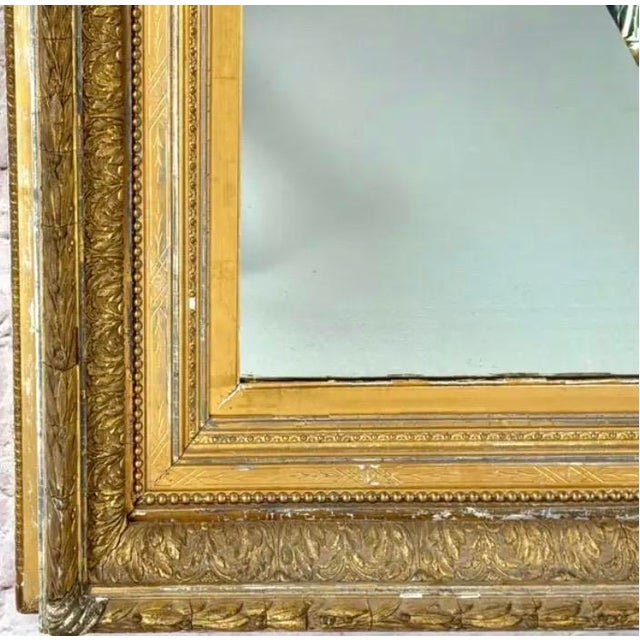 19th Century Large 19th Century Giltwood Wall Mirror, Carved Foliate Design Frame For Sale - Image 5 of 8