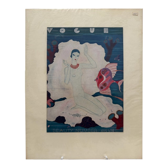 1933 Original Vogue Cover, July, Eduardo García Benito , Art Deco, Matted For Sale