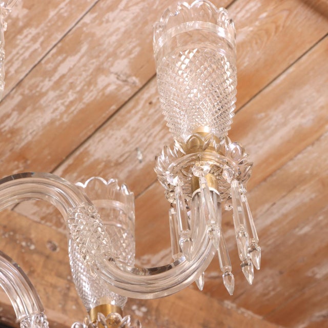 An Osler Style Cut Glass Six-Arm Chandelier, C. 1900. For Sale - Image 9 of 10