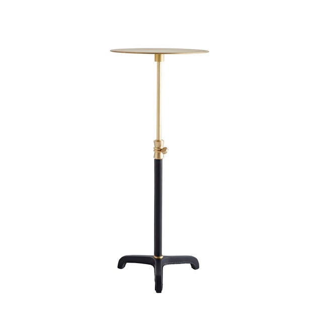 Metal Celerie Kemble for Arteriors Addison Short Accent Table in Black Leather For Sale - Image 7 of 7