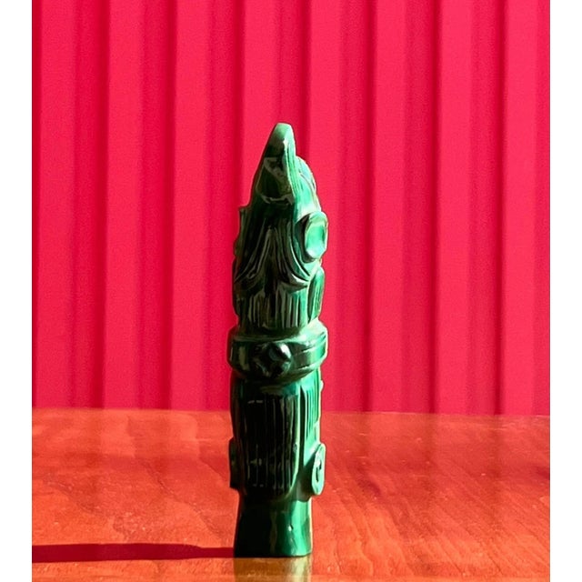 20th Century Small Hand-Carved Malachite Sculpture Of An Indigenous Tribesman For Sale In Los Angeles - Image 6 of 12