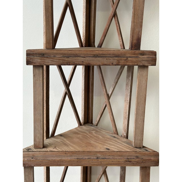 Vintage Folk Art Stepped Lattice Corner Shelf, Circa 1940s For Sale - Image 13 of 16