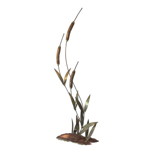 Vintage Brutalist Jere Style Metal Cattail12 Wall Art For Sale