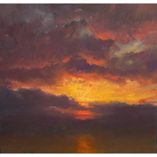 At Last Light by Devin Michael Roberts | Oil on panel sunset with dramatic clouds For Sale