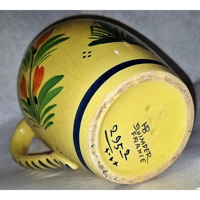 Quimper Soleil French Faience Wine Water Pitcher For Sale In West Palm - Image 6 of 7