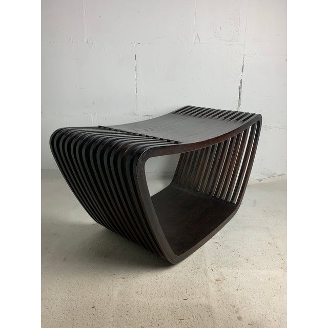 Vintage Dutch Slatted Wooden Wavy Curvy Coffee Table, 1970s For Sale - Image 4 of 15