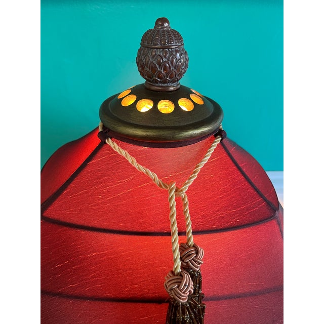 1970s 1970s East Asian Elephant Table Lamp With Silk Shade - Attributed to Robert Abbey For Sale - Image 5 of 12