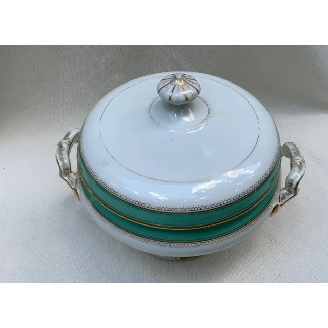 19th Century French Porcelain Large Tureen W/Turquoise & Gilt Detail For Sale - Image 15 of 18