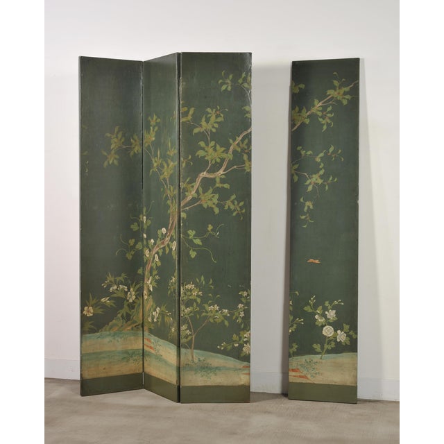 English Chinoiserie Decorated Flora and Fauna Folding Screen For Sale In Sacramento - Image 6 of 18