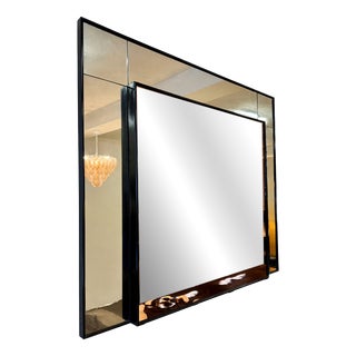 Large Italian Pink Backlit and Etched Mirror attributed to Brusotti, 1940s For Sale