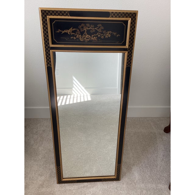 Paint Drexel Herirage Chinoiserie and Hand Painted Gold With Black Lacquer Great Condition. For Sale - Image 7 of 10