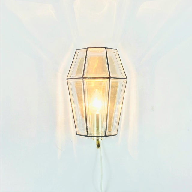1970s Mid-Century Modern Glass and Brass Wall Lamps from Limburg, Germany, 1960s, Set of 4 For Sale - Image 5 of 9