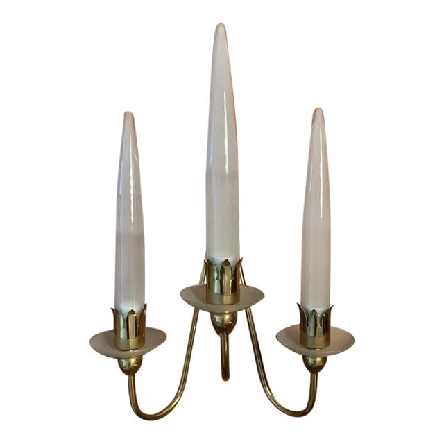 Contemporary Angelo Lelii Brass and Glass Wall Light For Sale