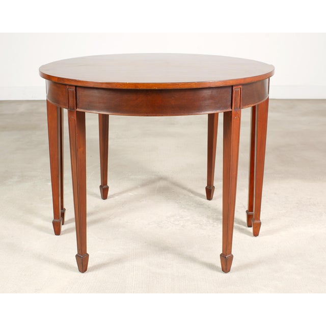 Pair of Georgian Style Mahogany Demilune Console Tables For Sale - Image 4 of 17