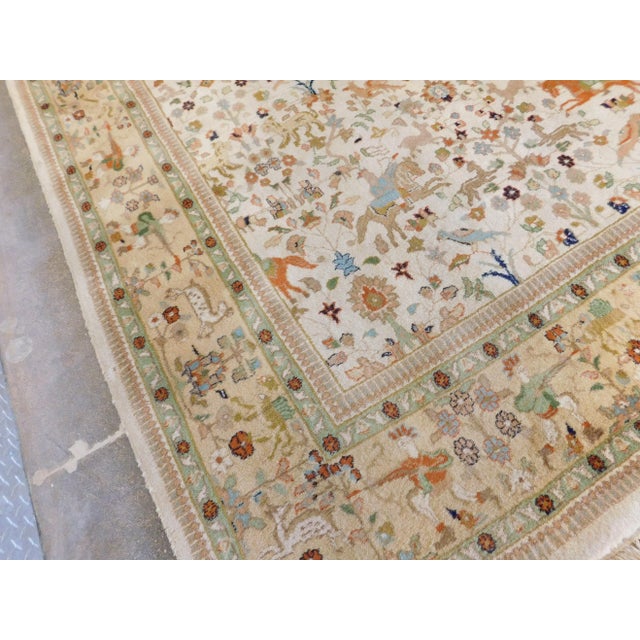Traditional Mid Century Hand Knotted Persian Tabriz Rug, Depicting Royal Hunting Scene. For Sale - Image 3 of 18