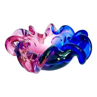 1990s Murano Ruffle Bowl Signed by Michele Onesto for Vetreria Venier For Sale