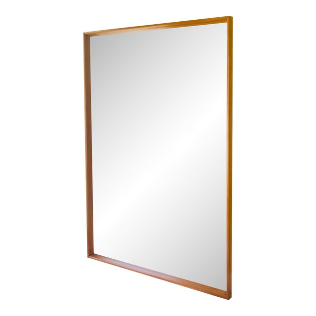1960s Pristine Large Heywood-Wakefield Mirror in "Wheat" Finish For Sale