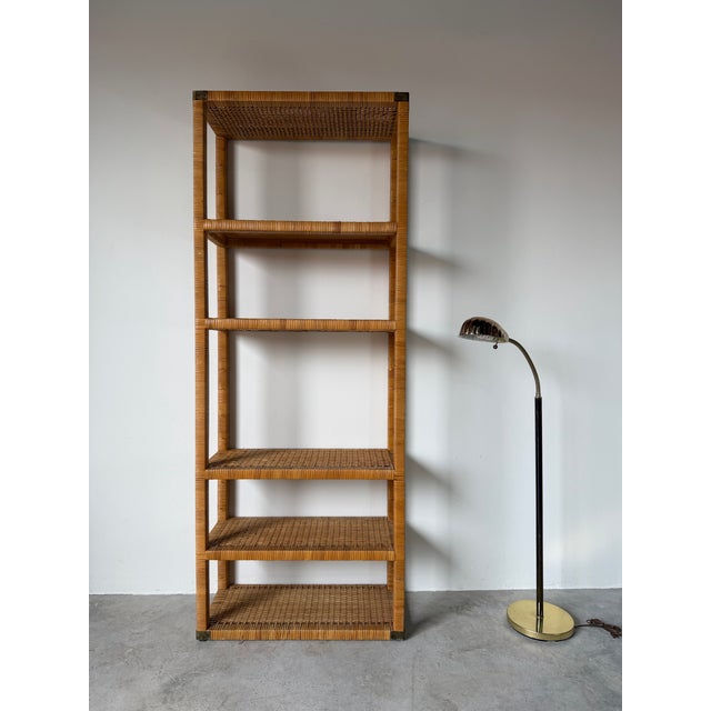 Brown Vintage Coastal Bielecky Brothers-Style Wrapped Rattan Six-Tier Etagere For Sale - Image 8 of 13