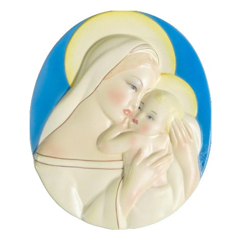 Ceramic Madonna and Child Sculpture from Lenci, 1930s For Sale