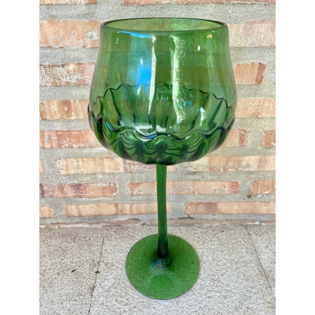 Mid-Century Decorative Green Cut Glass Cup, 1960s For Sale - Image 11 of 11