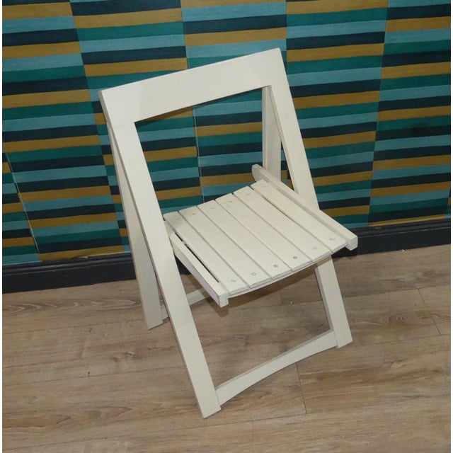 Mid-Century Modern Vintage White Trieste Folding Chair attributed to Aldo Jacober for Bazzani, 1960s For Sale - Image 3 of 10