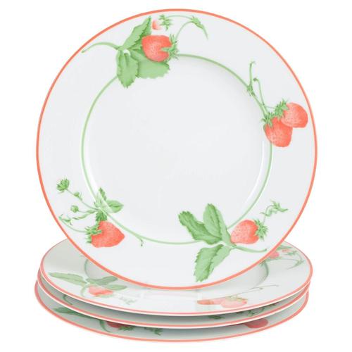 1980s Fraise Series Dinner Plates in Porcelain by Bill Goldsmith for Limoges, 1980s, Set of 4 For Sale - Image 5 of 5