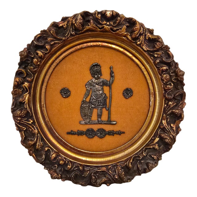 Antique French Empire Bronze Plaque Young Warrior For Sale