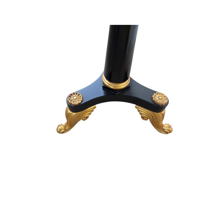 1990s Custom Mahogany French Empire Pedestal Lamp End Table Neoclassical Gold Gilt For Sale - Image 9 of 14